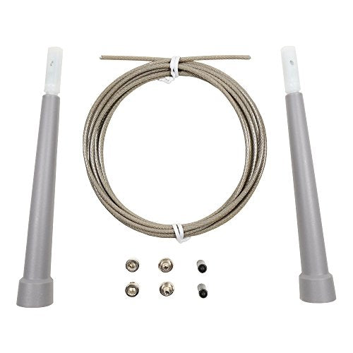 10 FT Adjustable Speed Jump Rope for Crossfit Boxing MMA Double Unders WOD Skipping Workout Fitness Cardio Endurance Training Martial Arts - Adjustable for Men, Women, Children (Gray)