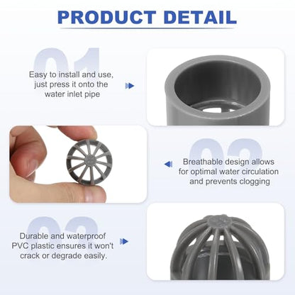 PATIKIL 1 Inch (25mm) Fish Cover Permeable Cap, 4 Pcs PVC Breathable Cap Aquarium Guard Fish Tank Intake Cover, Gray - color: Gray, size: 1Inch(25mm)