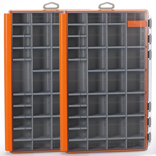 Sougayilang Waterproof Tackle Box,Plastic Box-2packs,Waterproof 3700 Tackle Trays,Fishing Plastic Box Organizer With Removable Dividers,Fishing Tackle Storage.