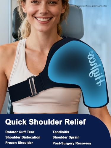 Shoulder Ice Pack Wrap for Rotator Cuff and Arm,Cold Compression for Relief - color: Large-black