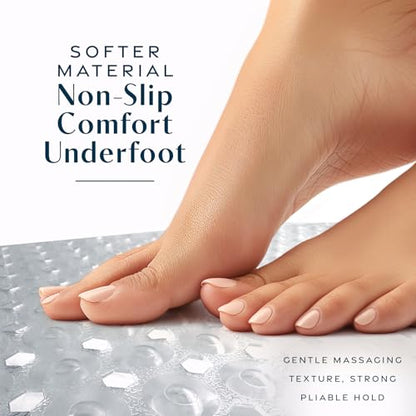 SlipX Solutions Power Grip Bathtub Safety Mat | Precision Grip Technology for Longer, Stronger, & Softer Wet Surface Protection | Transparent 39"x16" - color: Transparent