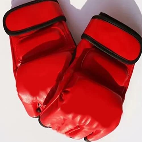 Unisex MMA Gloves, Half Finger Kickboxing Gloves with Open Palm Design for Fighting Training Muay Thai Boxing, Red