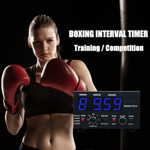 Boxing Interval Timer, Professional Gym Timer,with 1-12 Challenge Rounds/Adjustable Buzzer Alarm,for Kickboxing (Blue) - color: Blue