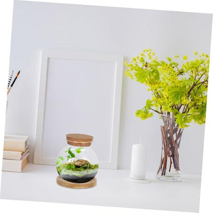 Luxshiny 2set Hydroponic Fish Bowls Glass Aquariums Cushion Cork Lid Stylish Terrarium Holders for Decoration Small for Betta Plants and Hydroponics
