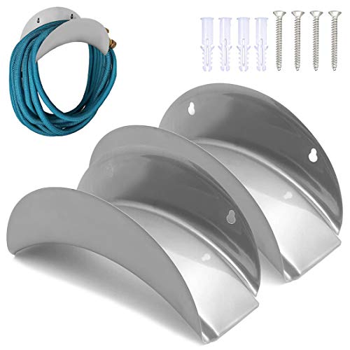 Water Hose Holder, 2 Pack Hose Holders Organizer for Outside Can Accommodate Large Hoses, Wall Mount Garden Hose Holder Hanger for Storage Waterhose - color: Grey 2pack