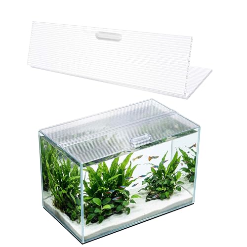Aquarium Canop Polycarbonate 15.37 x 7.63 x 0.24 for 5/10 Gallon Without Center Brace Aquariums Cover Aquarium Lid，Clear