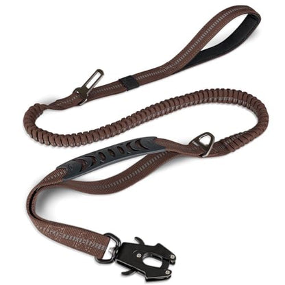 Joytale Tactical Bungee Dog Leash, Shock Absorbing No Pull, Brown - color: Brown