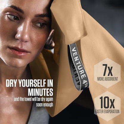 VENTURE 4TH Quick Dry Microfiber Towel for Camping & Gym - Beige Large - color: Beige, size: 60.00" x 31.50"