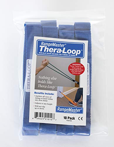 RangeMaster TheraLoop Door Anchor | Secure Non-Slip Resistance Band Anchor for Physical Therapy and Shoulder Recovery | Works with All Exercise Bands and Tubes | Adjustable Height | 10 Pack, Blue - color: Blue, size: 10