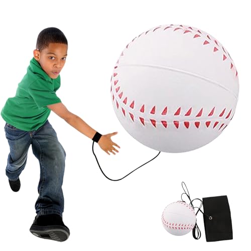 Wrist Return Ball, 2.36 Inch Sports Wrist Balls on a String, Rubber Rebound Bouncy Wristband Balls on Elastic String for Wrist Exercise or Play (Basketball, Tennis, Baseball and Football)