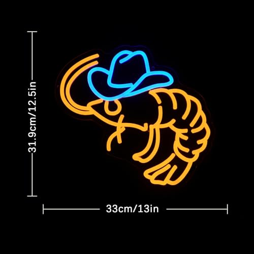 Cowboy Shrimp Neon Sign for Wall Decor, USB Powered Shrimp Neon Light Wall Art, Seafood LED Light Up Sign for Seafood Restaurants, Pub, Store, Man Cave - style: Cowboy Shrimp