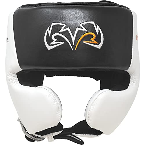 RIVAL Boxing RHG20 Traditional Headgear - Microfiber Inner Lining, Quick and Easy Adjustment, and Dual Density Foam Padding - color: Black/White, size: X-Large