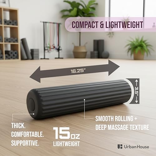Portable Compact Back Roller - 16.25" Long, Slim 3.5” D Low-Profile Foam Roller for Full Back Coverage | Lightweight for Travel | High-Density 1.25” Soft-Touch Foam for Deep Muscle Recovery - size: Standard (16.25")