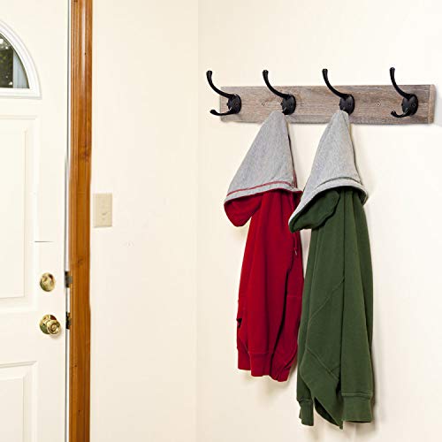 Wall Mounted Coat Rack, Wooden Entryway Vintage Rustic Coat Rack - size: Alloy 4-Hook