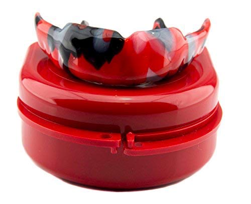 Impact Custom Professional MMA/Boxing/Muay Thai Mouthguard with Trim for Gag Reflex - color: Black/Red Tie Dye