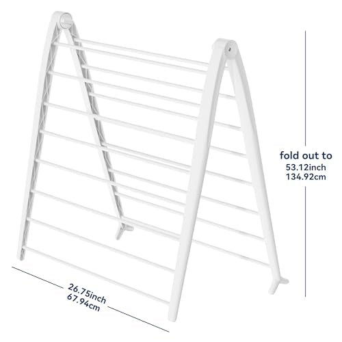 Whitmor Spacemaker Folding Drying Rack, Indoor Clothes Organizer with Patent-Pending Design, Space Saving, 6" L x 26" W x 51.5" H,Pearl - color: Pearl
