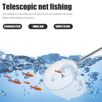POPETPOP Aquarium Net for Small Fish and Shrimp, Stainless Steel Extendable Handle 3D Fine Mesh Catching Net for Mini Fish Tanks and Shrimp Cleaning