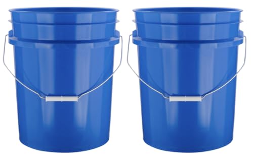 5 Gallon Premium HPDE Plastic Bucket - Made in USA Food Grade Storage Container, BPA Free All Purpose Pail (2, Blue) - color: Blue