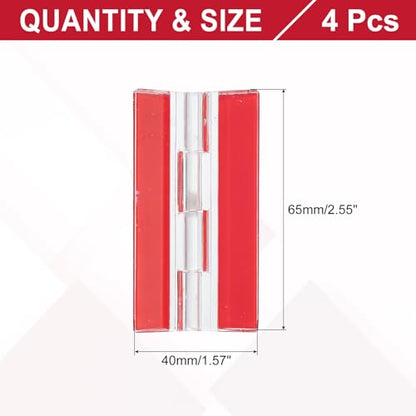 MECCANIXITY Small Acrylic Hinges Plastic Self-Adhesive Clear Hinge 65 x 40mm Continuous Piano Folding Hinges for Aquarium Lid Crafts Display Stand Pack of 4 Transparent - size: 65 x 40mm