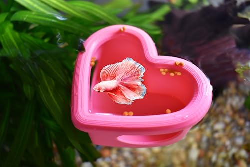 Heart Shaped Floating Fish Feeder, Floating Feeding Station, Aquarium Feeding Bowl, Unique Heart Shape Design, 3.3 x 2.7 x 1.8 Inches,
