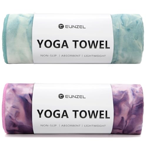 Eunzel Hot Yoga Mat Towel, Ultra-Absorbent Microfiber 72" x 26.5" - color: Z-lavender& Mint Green (2 Pack )