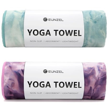 Eunzel Hot Yoga Mat Towel, Ultra-Absorbent Microfiber 72" x 26.5" - color: Z-lavender& Mint Green (2 Pack )