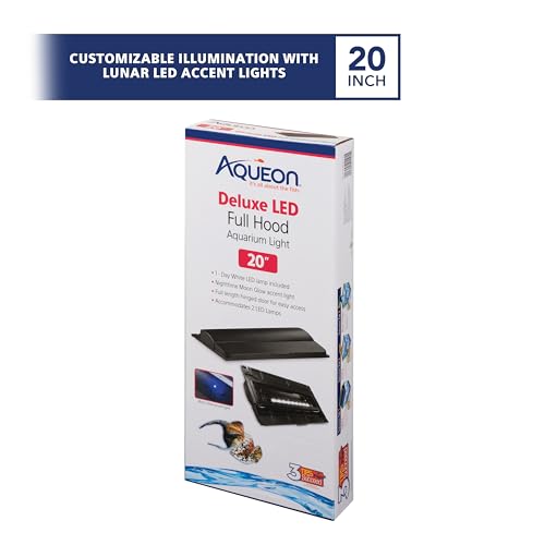 Aqueon LED Deluxe Fish Tank Aquarium Full Hood with LED Light, Black, 20 Inch - size: 20"