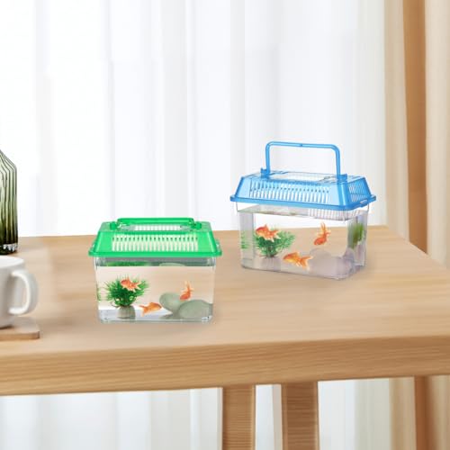 Healeved 4pcs Portable Turtle Feeding Box Mini Plastic Fish Tank Transparent Terrarium Aquarium Reptile Habitat Goldfish Living Boxes 15x9. 5x11cm