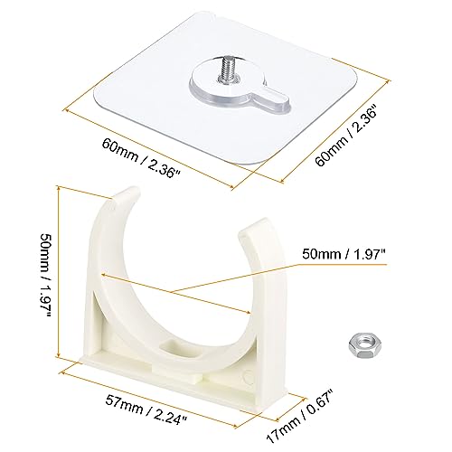 uxcell PVC Water Pipe Clamp Clips, 6pcs Fit for 50mm(2") OD Tubing Hose Hanger Support U-Shaped Pipe Clips with Adhesive for Water Pipe, Gas Tubing - size: 50mm