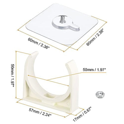 uxcell PVC Water Pipe Clamp Clips, 6pcs Fit for 50mm(2") OD Tubing Hose Hanger Support U-Shaped Pipe Clips with Adhesive for Water Pipe, Gas Tubing - size: 50mm