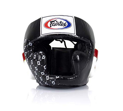Fairtex Full Head Guard, Muay Thai MMA Sparring Helmet Protective Headgear - color: HG10 Black Lace-up, size: Medium