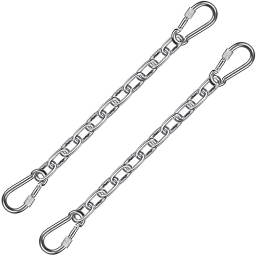 BeneLabel 2Pcs 28inch 304 Stainless Steel Hanging Chair Chain with 4 Hooks - color: Silver, size: 29"