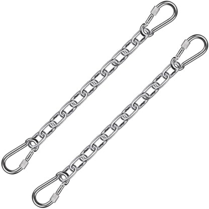 BeneLabel 2Pcs 28inch 304 Stainless Steel Hanging Chair Chain with 4 Hooks - color: Silver, size: 29"
