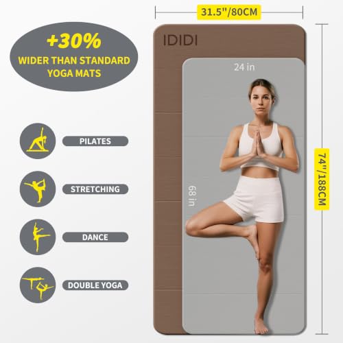 Foldable Yoga Mat Extra Large 74"×31.5" | Double-Sided Non-Slip,Extra Wide Foldable Design,8mm Extra Thick,Exercise Mat for Home, Studio and Travel Use - color: Brown+Black