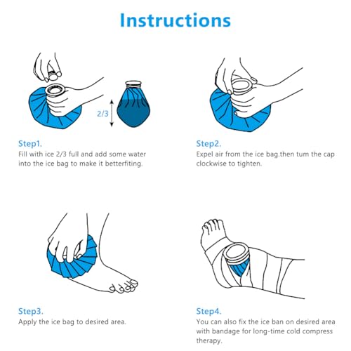 AOOWU Ice Packs for Injuries Reusable Ice Bags, Hot & Cold Therapy and Pain Relief, Screw Top Hot Water Bag, Elastic Breathable No-Leak Waterproof, Soft Cold Pack for Relieve Sports Injuries, Size 11" - style: 11"