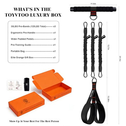 3-Tube Pedal Resistance Band w/Handles, 30/40LBS Sit Workout Gear - color: black, size: 40lbs