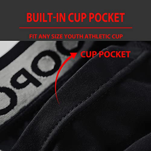 KOOPOW Youth Boys Compression Shorts with Soft Protective Athletic Cup - color: 0205-black Camo(2-pack), size: Small