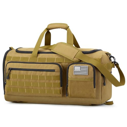 G4Free 3-in-1 Duffle Bag Travel Gym Sports, Large Tactical Duffel Backpack - color: Khaki