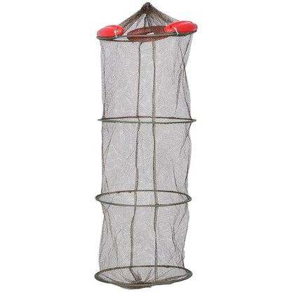 LALAFINA Coffee Brown Four-Ring Thickened Mesh Fish Guard Net with Drawstring, Large Capacity Fishing Mesh Net Suitable for Crab Trap and Shrimp Fishing,