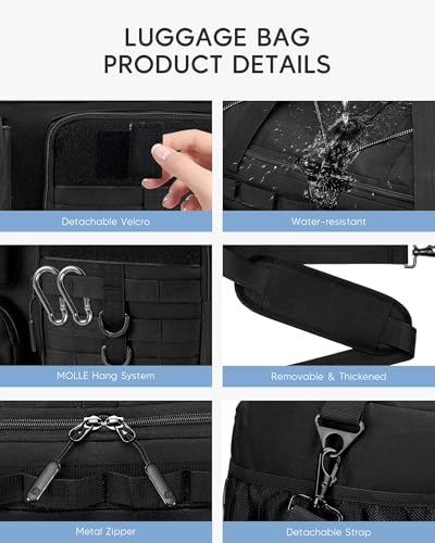 Tactical Gym Bag for Men Women Carry On Luggage 22x14x9 Airline Approved - color: Red, size: Large