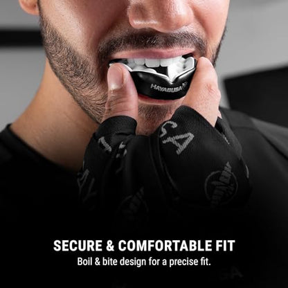 Hayabusa Combat Sports Mouth Guard Youth, Kids and Adult Sizes Comes with Case - Black/White, Adult - color: Black/White, size: Adult