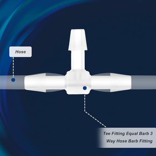 10 Pcs 1/8" Tee Connector 3 Way Equal Splicer Tee Fitting Hose Barb Splicer Plastic Hose Splitter Barb Tees Tube Adapter Fittings for Air Line Aquarium T Connector