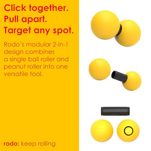 2-in-1 Soft Peanut & Lacrosse Ball Roller | Deep Tissue Massage Tool for Fascia, Plantar Fasciitis, Hips & Back | Mobility & Recovery Roller | Compact, Travel-Friendly, Pilates & Therapy Ready - color: Yellow