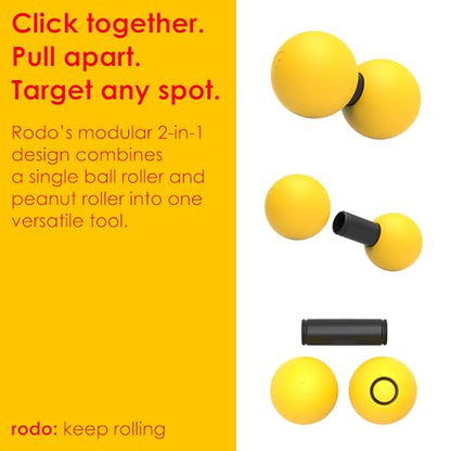 2-in-1 Soft Peanut & Lacrosse Ball Roller | Deep Tissue Massage Tool for Fascia, Plantar Fasciitis, Hips & Back | Mobility & Recovery Roller | Compact, Travel-Friendly, Pilates & Therapy Ready - color: Yellow