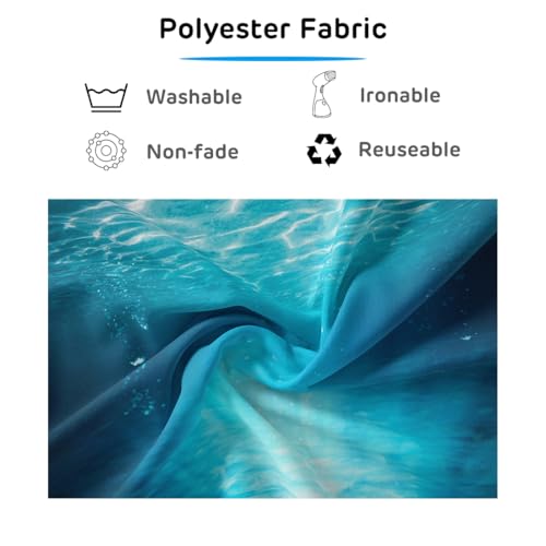 Fabric 7x5ft Blue Sea Underwater Backdrop Under the Sea Sunlight Seascape Background Through Water Surface Seabed Bubbles Background for Undersea Party Decor Mermaid Birthday Banner