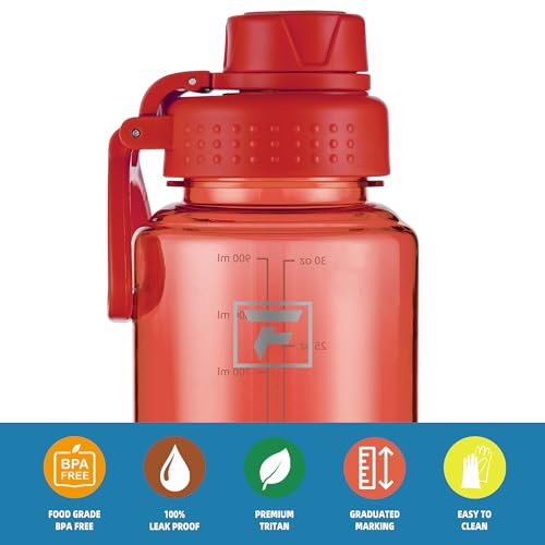 Fanhaw 32 oz Clear BPA-Free Tritan Water Bottle with Fast-Flow Spout Lid, BPA-Free & Leak-Proof Wide-Mouth Reusable Bottle for Gym, School & Office, Back to School Essentials (Red) - color: Red, style: 1 Pack