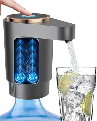 Water Jug Pump for 5 Gallon Bottle – Portable Electric USB-C Charging Dispenser, Dual Powerful Motors, Fast Flow, Fits 2-5 Gallon Jugs – Ideal for Home, Office, Camping, RV, Gray - color: Gray
