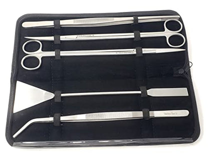 A2Z-Aquascaping Maintenance Tools Accessories,Anti-Rust Stainless Steel Tweezers Scissors Spatula for Aquarium Tank Clean, Fish Tank, Bonsai, Algae Scrapers (Set of 5 Pcs in A Case)