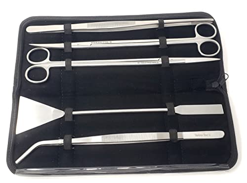 A2Z-Aquarium Tools Kit, 5 in 1 Long Stainless Steel Tweezers Scissor Spatula Multi Functional Aquarium Tank Tool Set for Fish and Aquatic Plants Trim Aquascaping Cleaning & Fish Kit