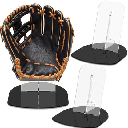 Novabright 2 Pcs Baseball Glove Display Desk Mount Stand Softball Glove Holder Acrylic Storage Organizer Rack for Batting Gloves, Collectibles Memorabilia, Club Fans, Sports Team Decor Gift